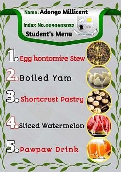 Students' menu flyer, 24 pieces designed & printed for Zorkor SHS